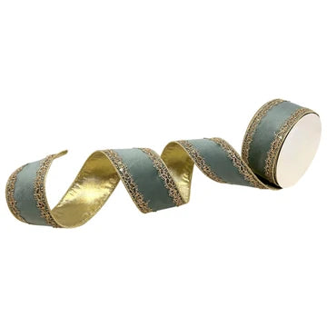 David Christopher's 2.5 Inch By 10 Yard Smoke Blue Elegant Edge Velvet Ribbon
