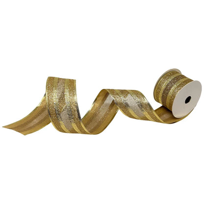 David Christopher's 2.5 Inch By 10 Yard Gold Glitter Edge With Mesh Center Ribbon