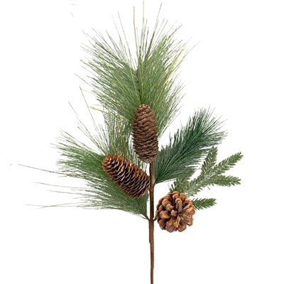 22 Inches Long First Frost Winter Long Needle Pinecone Mix Spray