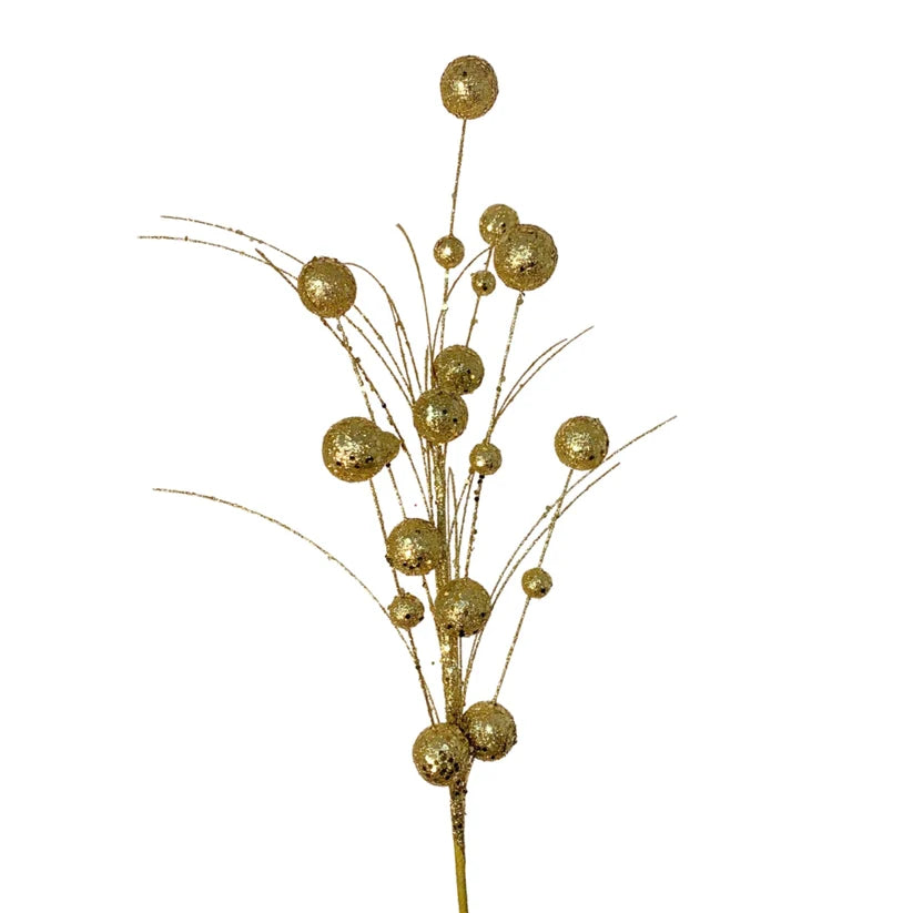 27 Inch Gold Mixed Size Glittered Ball Spray