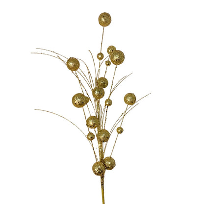 27 Inch Gold Mixed Size Glittered Ball Spray