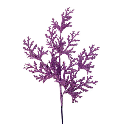 28.5 Inch Purple Glitter Lycopodium Spray