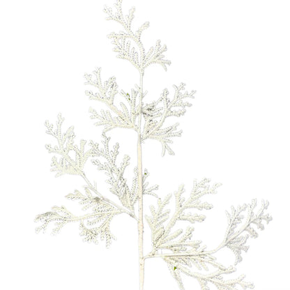 28.5 Inch White Glitter Lycopodium Spray