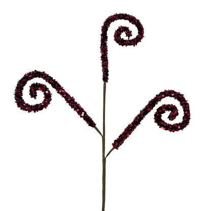29 Inch Burgundy Velvet Sequin Curl Spray