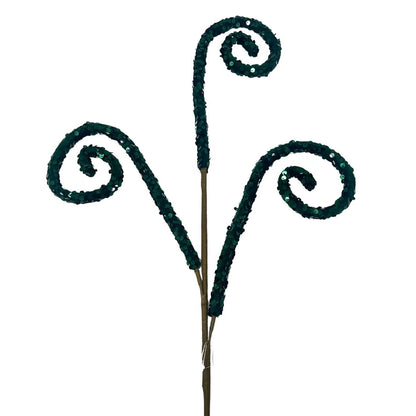 29 Inch Dark Green Velvet Sequin Curl Spray