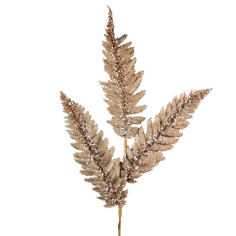 34 Inch Champagne Jumbo Glitter Sequin Fern Spray