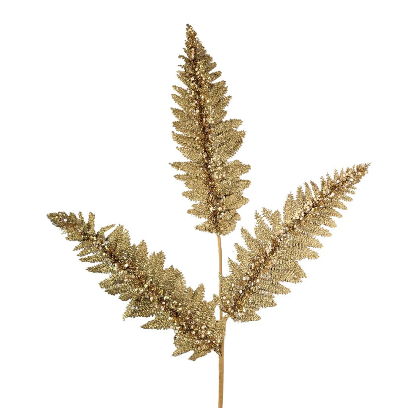 34 Inch Gold Jumbo Glitter Sequin Fern Spray