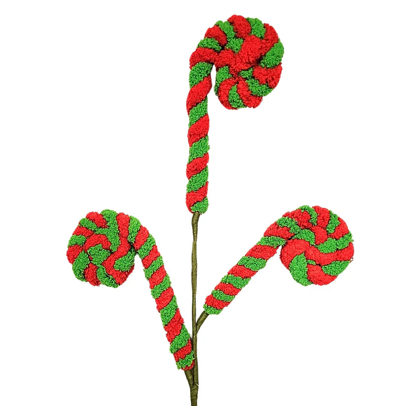 24 Inch Green And Red Faux Sherpa Curl Spray