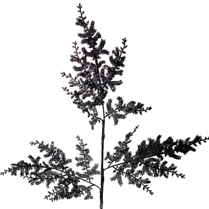 29 Inch Black Glittered Fern Spray