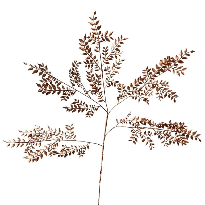 35 Inch Copper Metallic Tea Leaf Branch