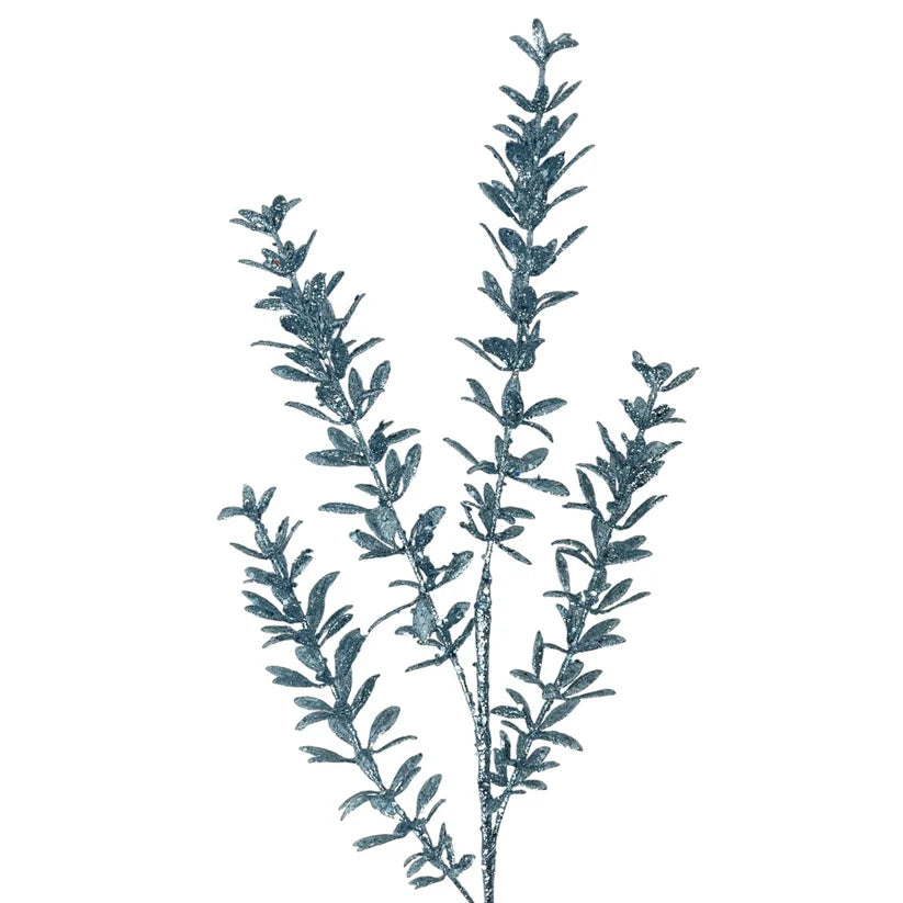 28.5 Inch Light Blue Glittered Rosemary Spray