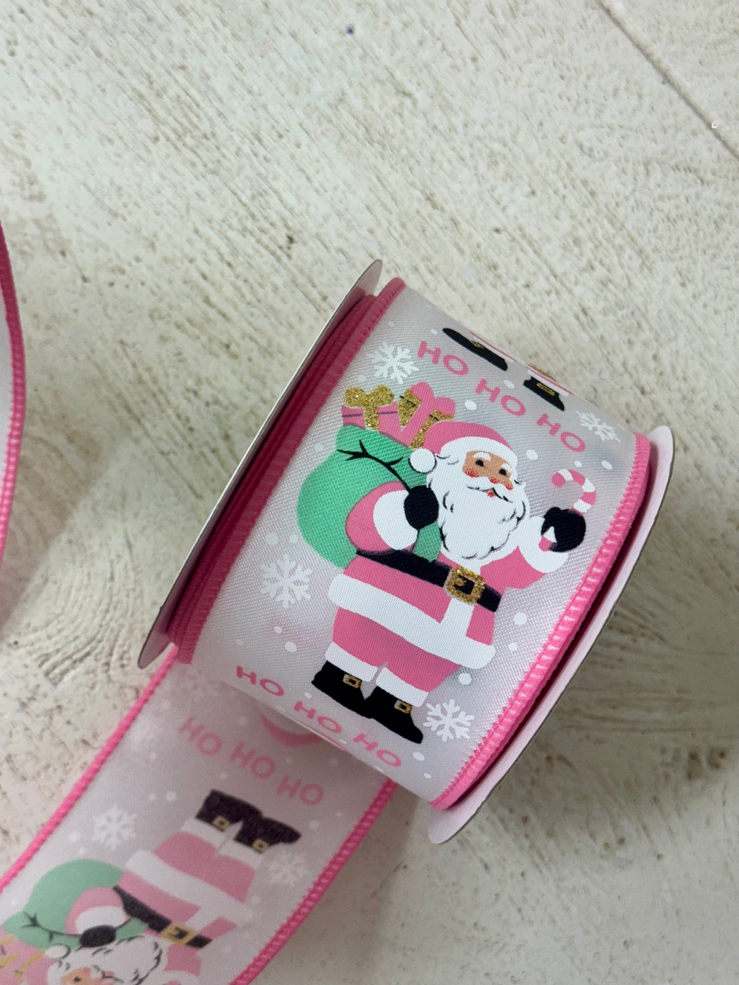 2.5 Inch By 10 Yard Pastel Santa Claus Ribbon