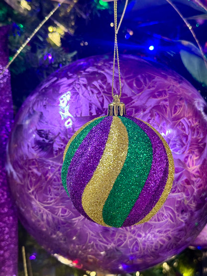 3 Inch Mardi Gras Swirl Ornament Ball