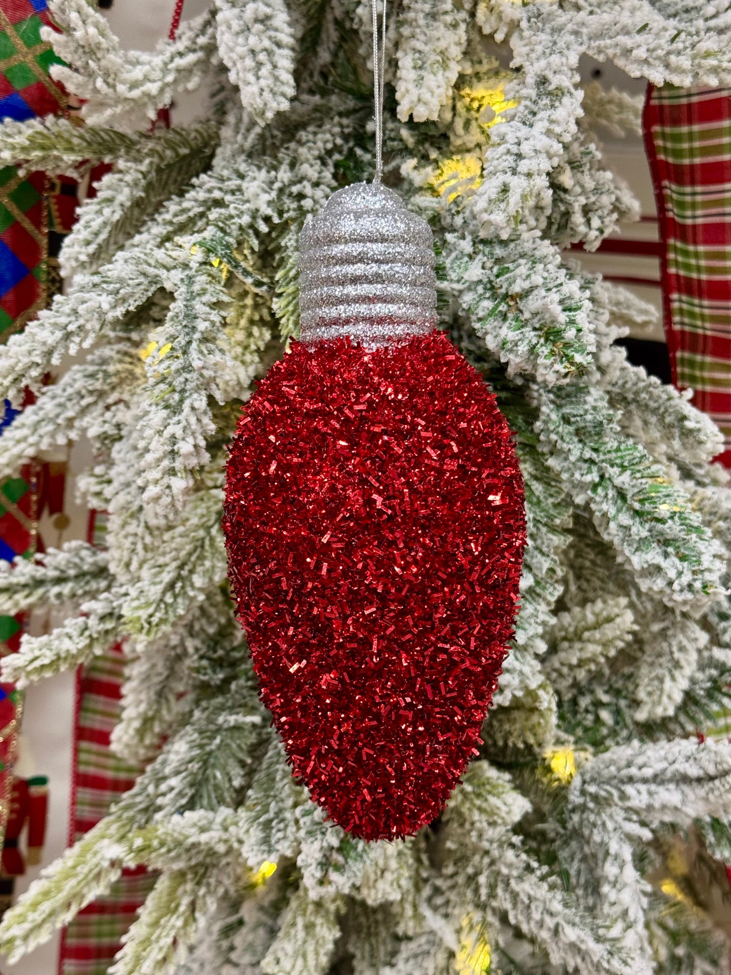 7 Inch Glitter Light Bulb Ornament Five Colors