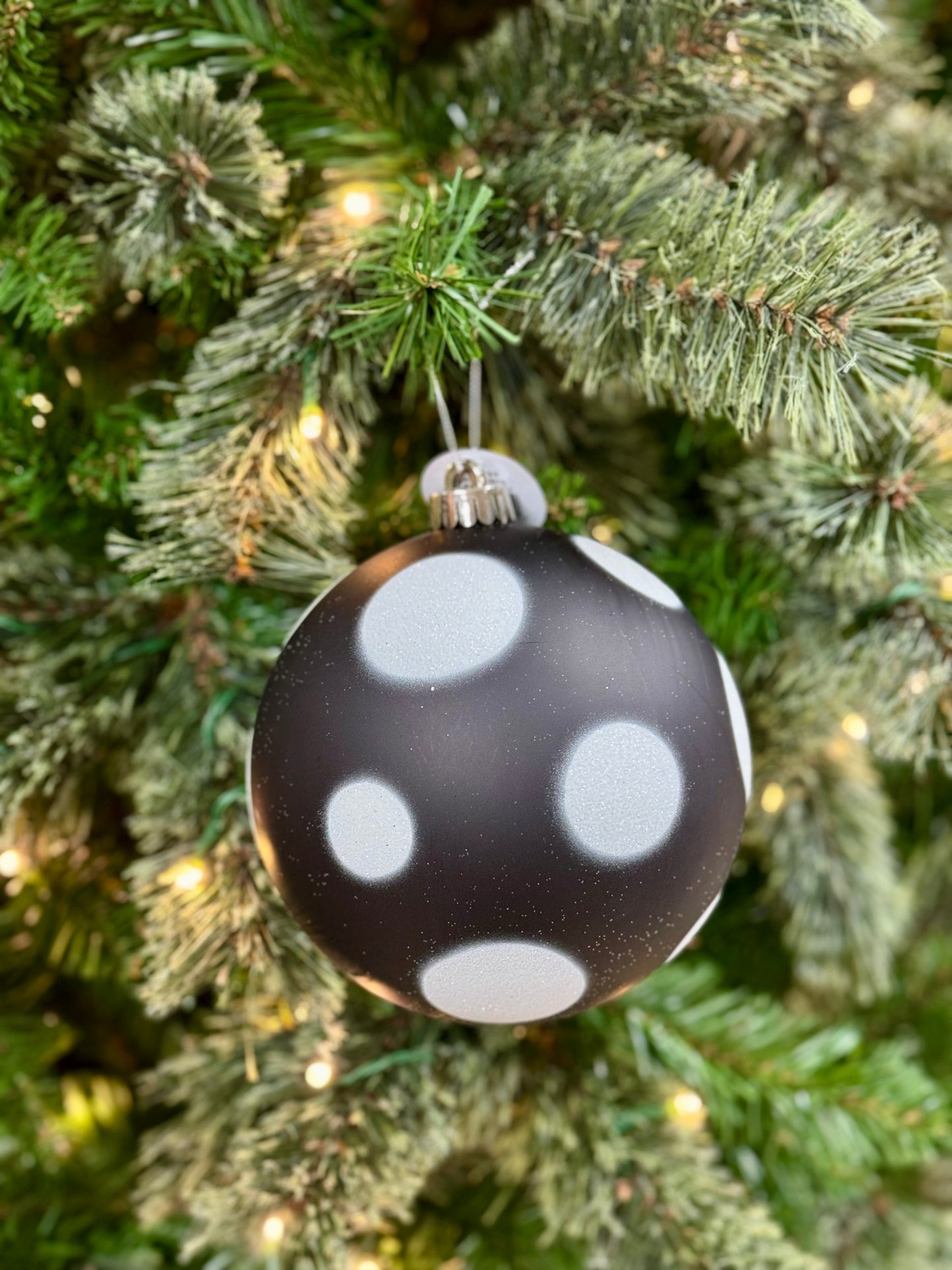 6 Inch Black And White Polka Dot Ornament Ball