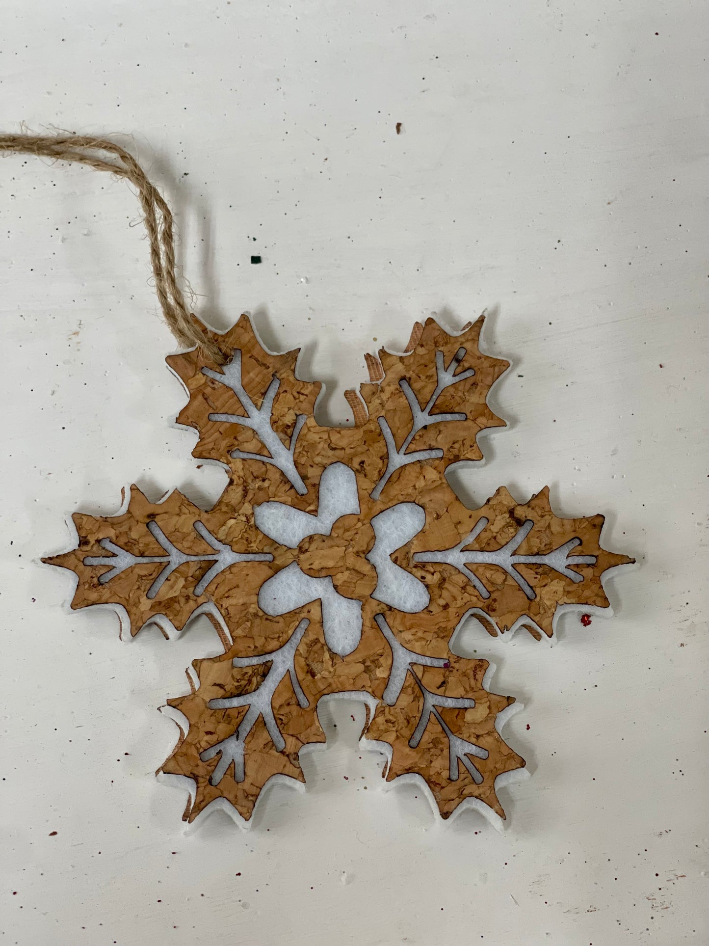 4 Inch Wood Textured Snowflake Ornament