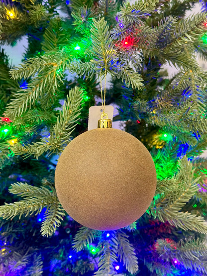 4 Inch Brown Smooth Flocked Ornament Ball