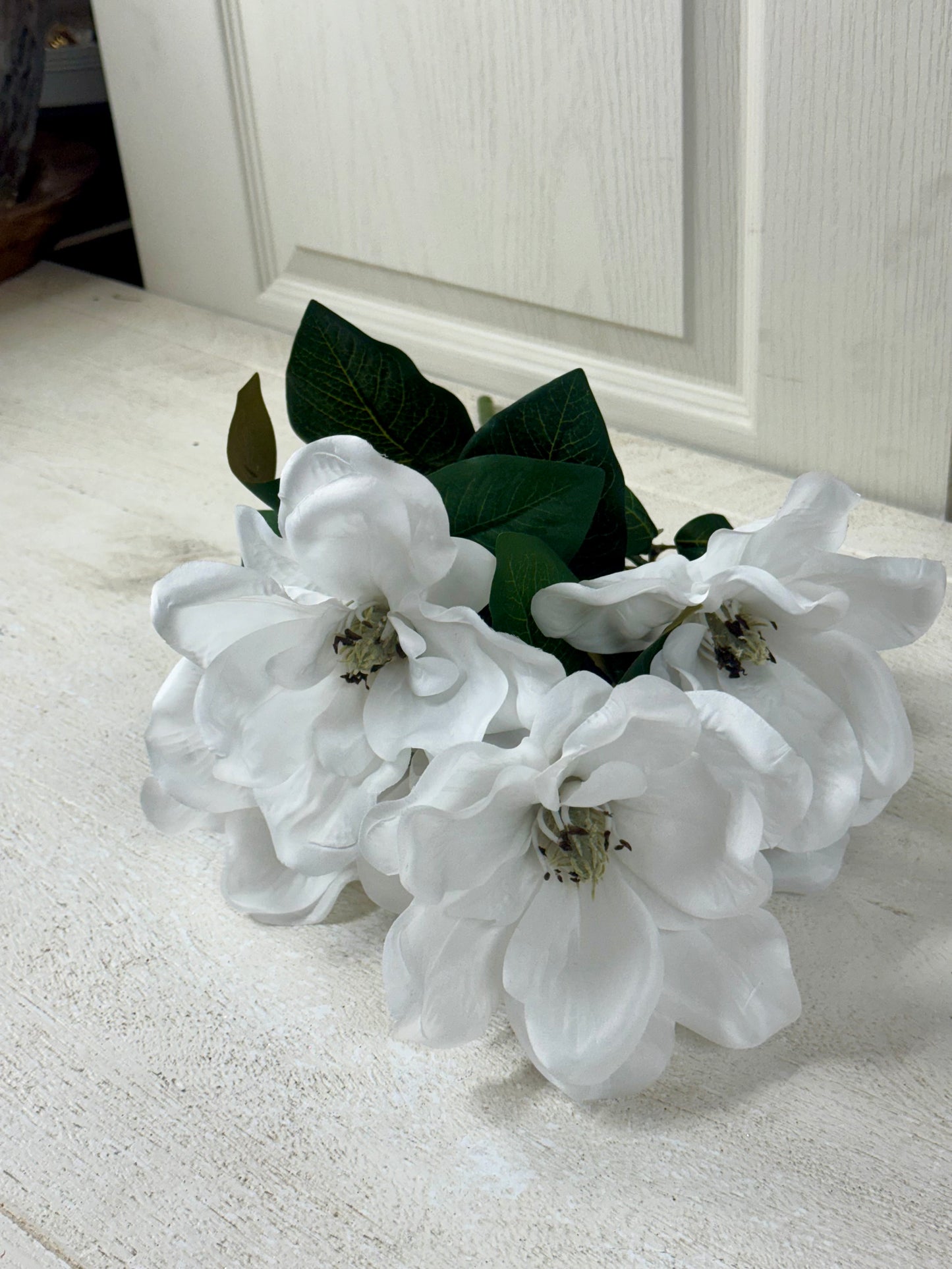 23 Inch White Magnolia Floral Bush