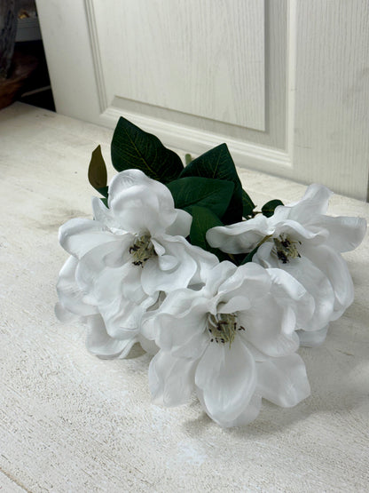 23 Inch White Magnolia Floral Bush
