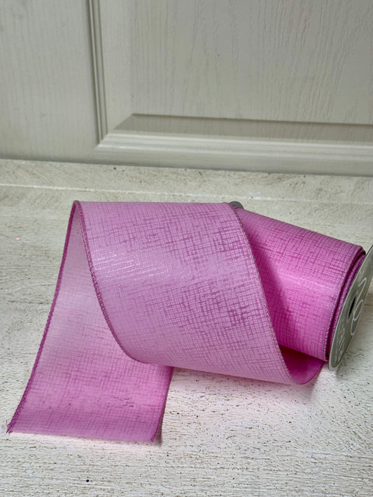 4 Inch By 10 Yard Pink Cross Hatch Ribbon