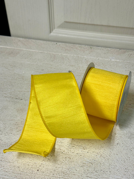 2.5 Inch By 10 Yard Yellow Faux Dupioni Ribbon