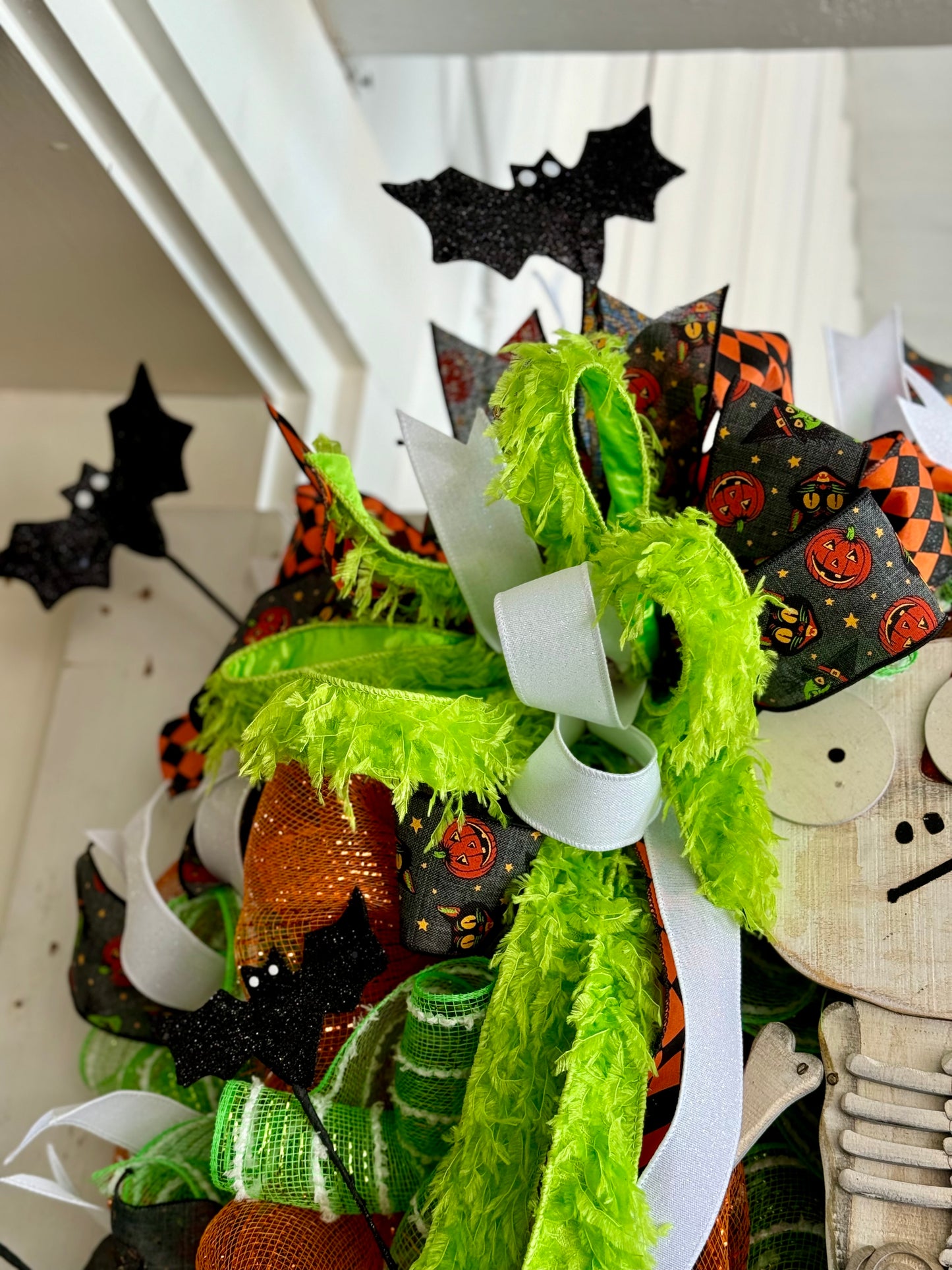 Halloween Trick Or Treat Skeleton Premade Wreath