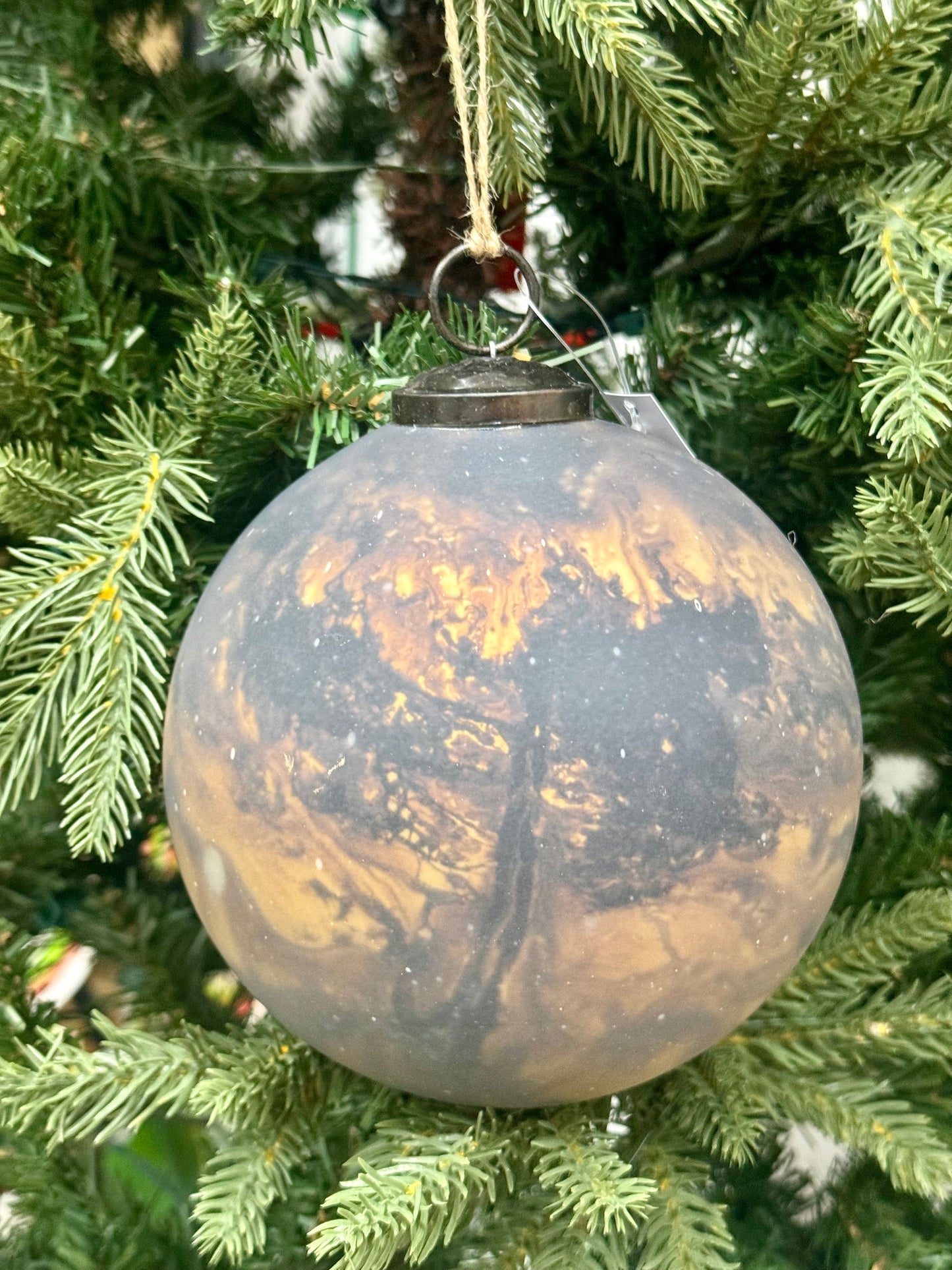 6 Inch Matte Gold And Chocolate Ornament Glass Ball