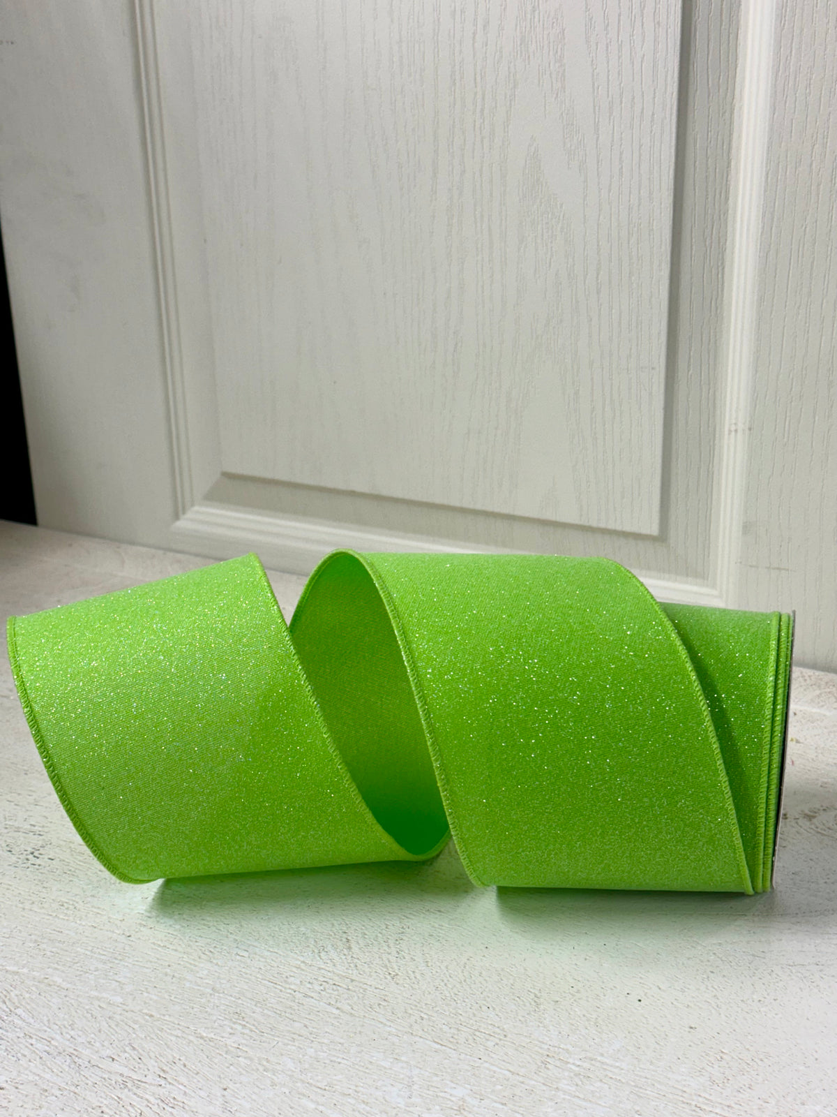 4 Inch By 10 Yard Fresh Green Crystal Shine Ribbon