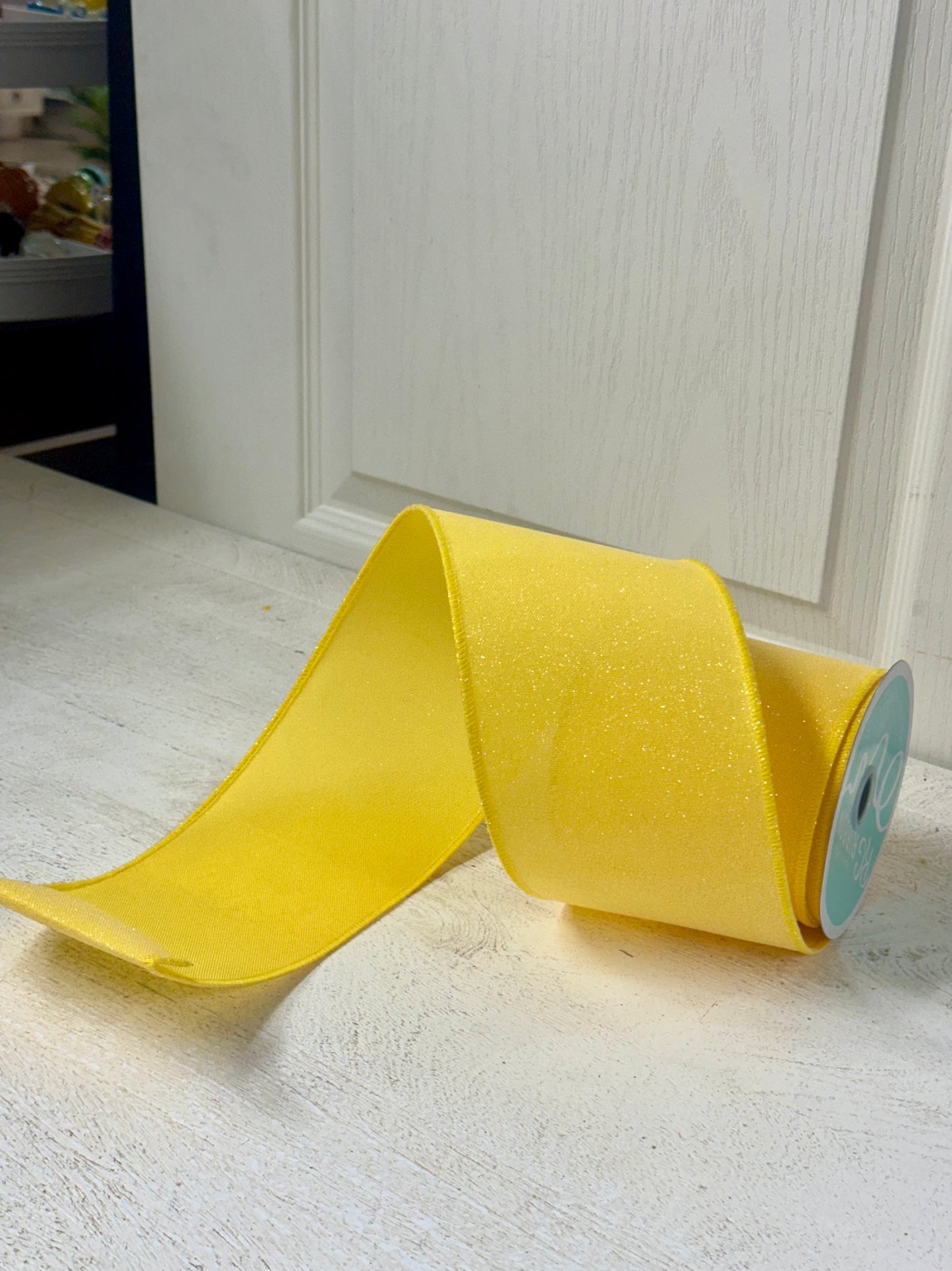 4 Inch By 10 Yard Yellow Crystal Shine Ribbon