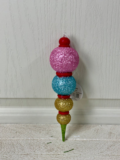 8 Inch Gorgeous Glitter Mutli Color Finial Ornament