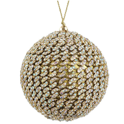 4 Inch Gold Diamond Ball Ornament