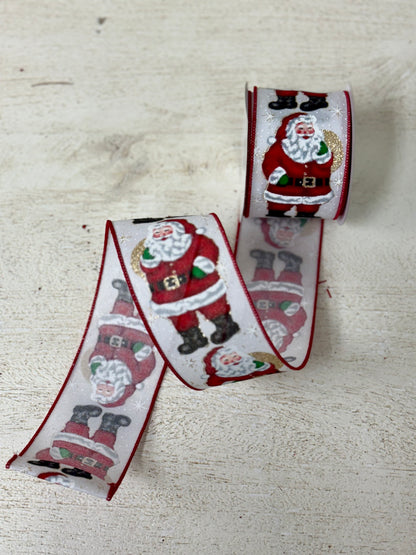 2.5 Inch By 10 Yard Standing Santa Ribbon