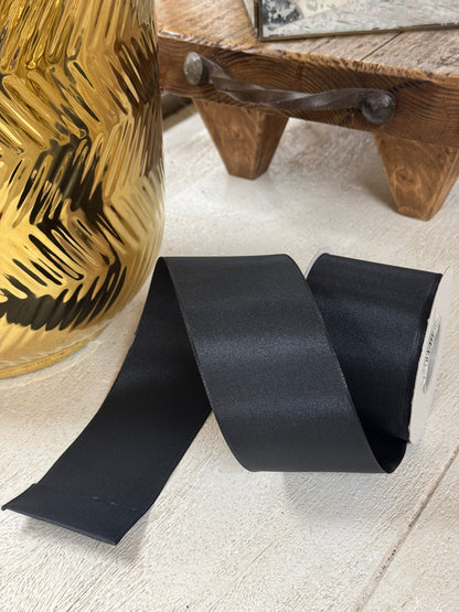 2.5 Inch By 25 Yard Black Taffeta Ribbon