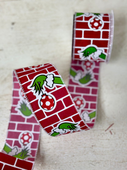 2.5 Inch By 10 Yard Monster Hand Holding Ornament Ribbon