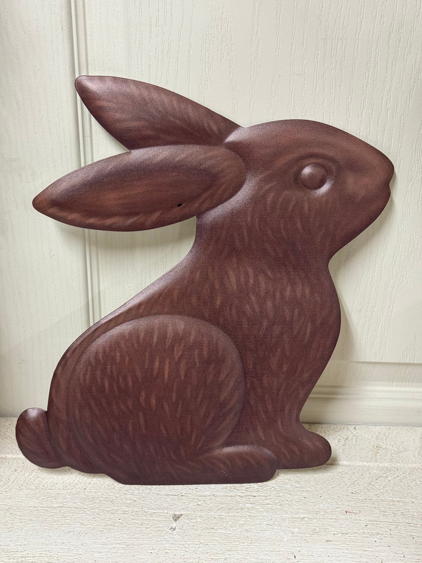 12 Inch Chocolate Bunny Metal Sign