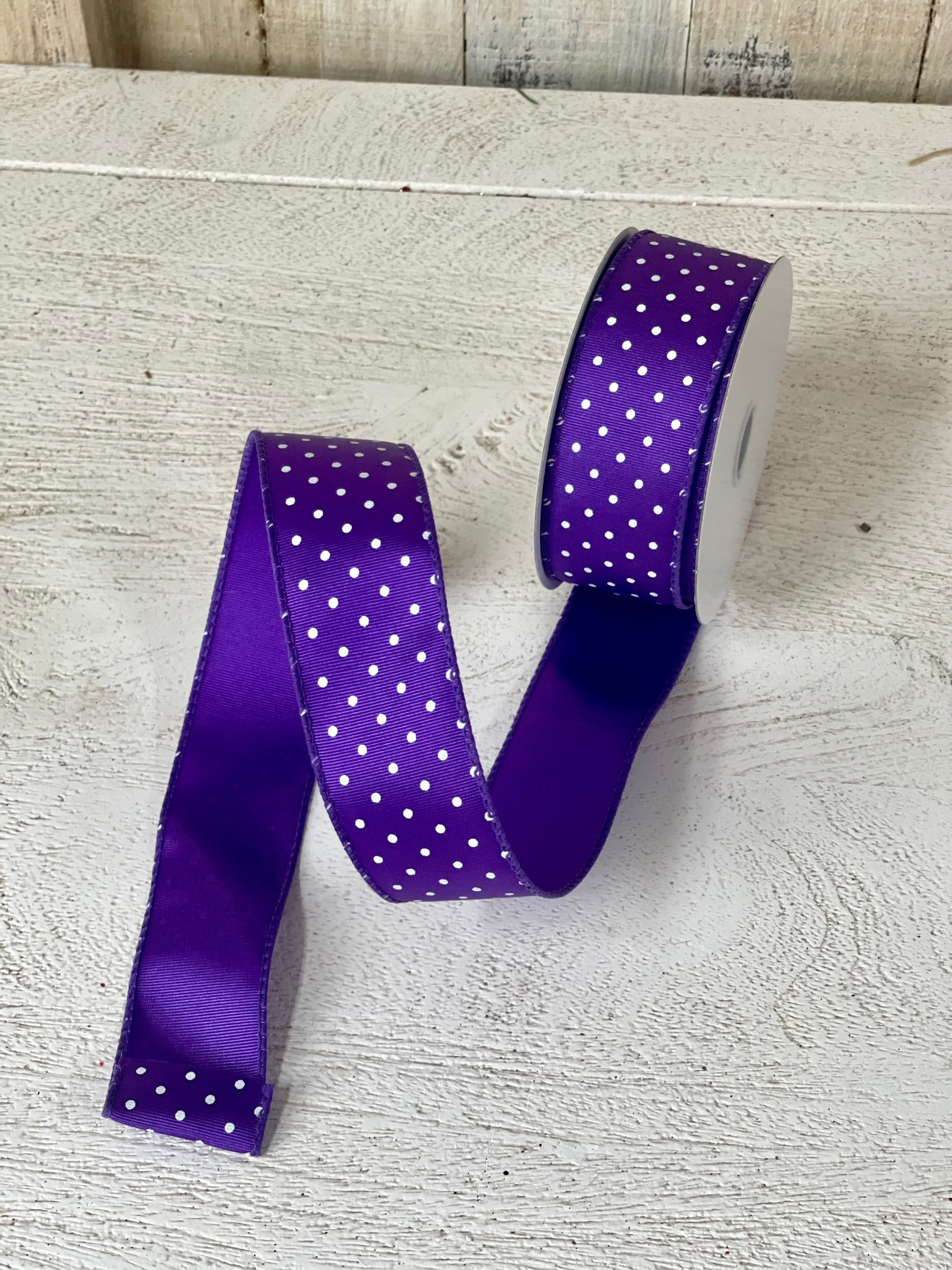 1.5 Inch By 10 Yard Purple With White Microdots Ribbon – TMIGifts