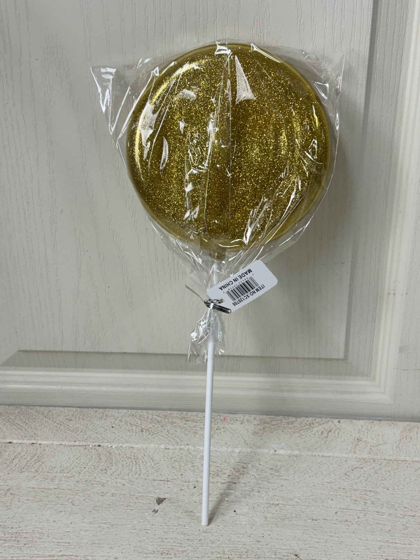 6 Inch Gold Glitter Lollipop With Stick