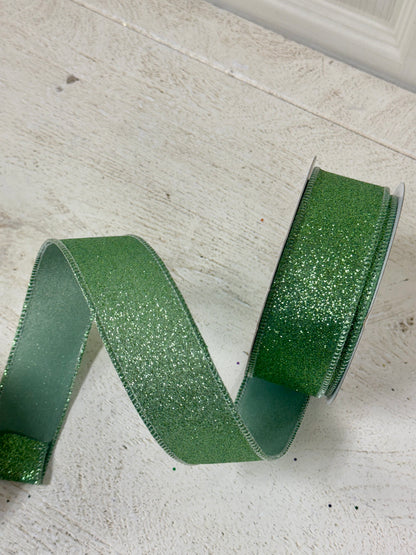1.5 Inch By 10 Yard Sage Green Shimmer Glitter Ribbon
