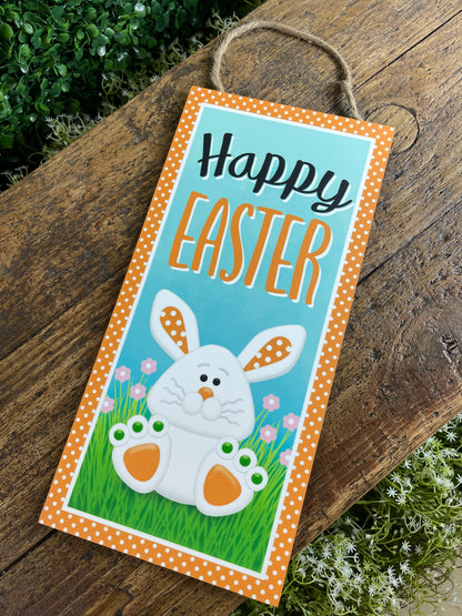 12.5 Inch Happy Easter Bunny Wooden Wreath Sign
