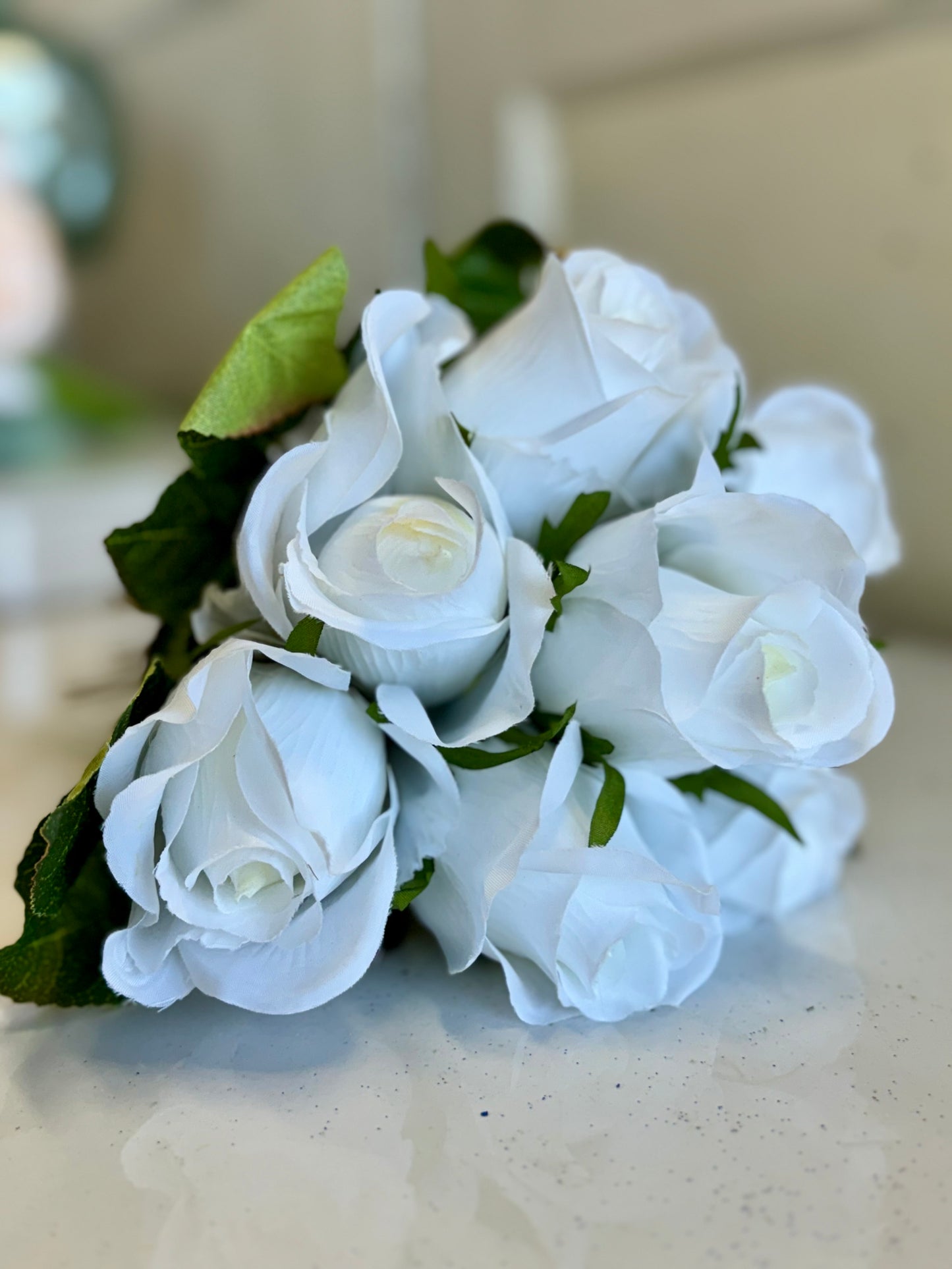 11 Inch White Rose Bud Bundles