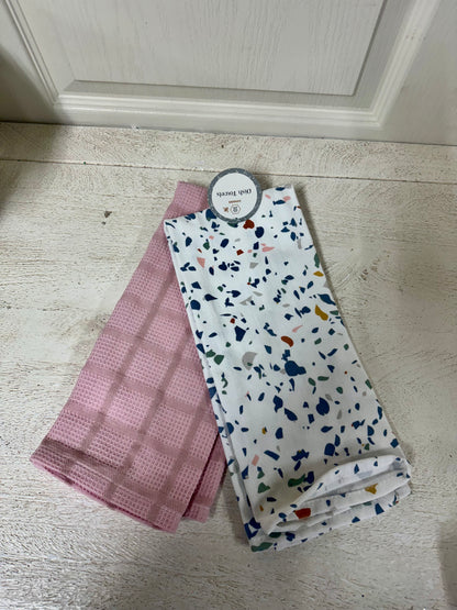 Rose And Multicolor Two Pack Of Dish Towels