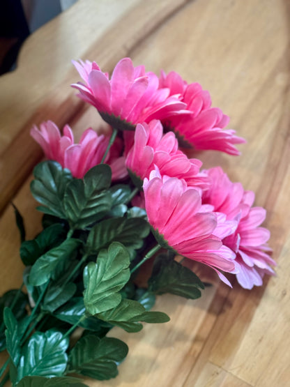 21 Inch Pink Gerbera Daisy Floral Bush