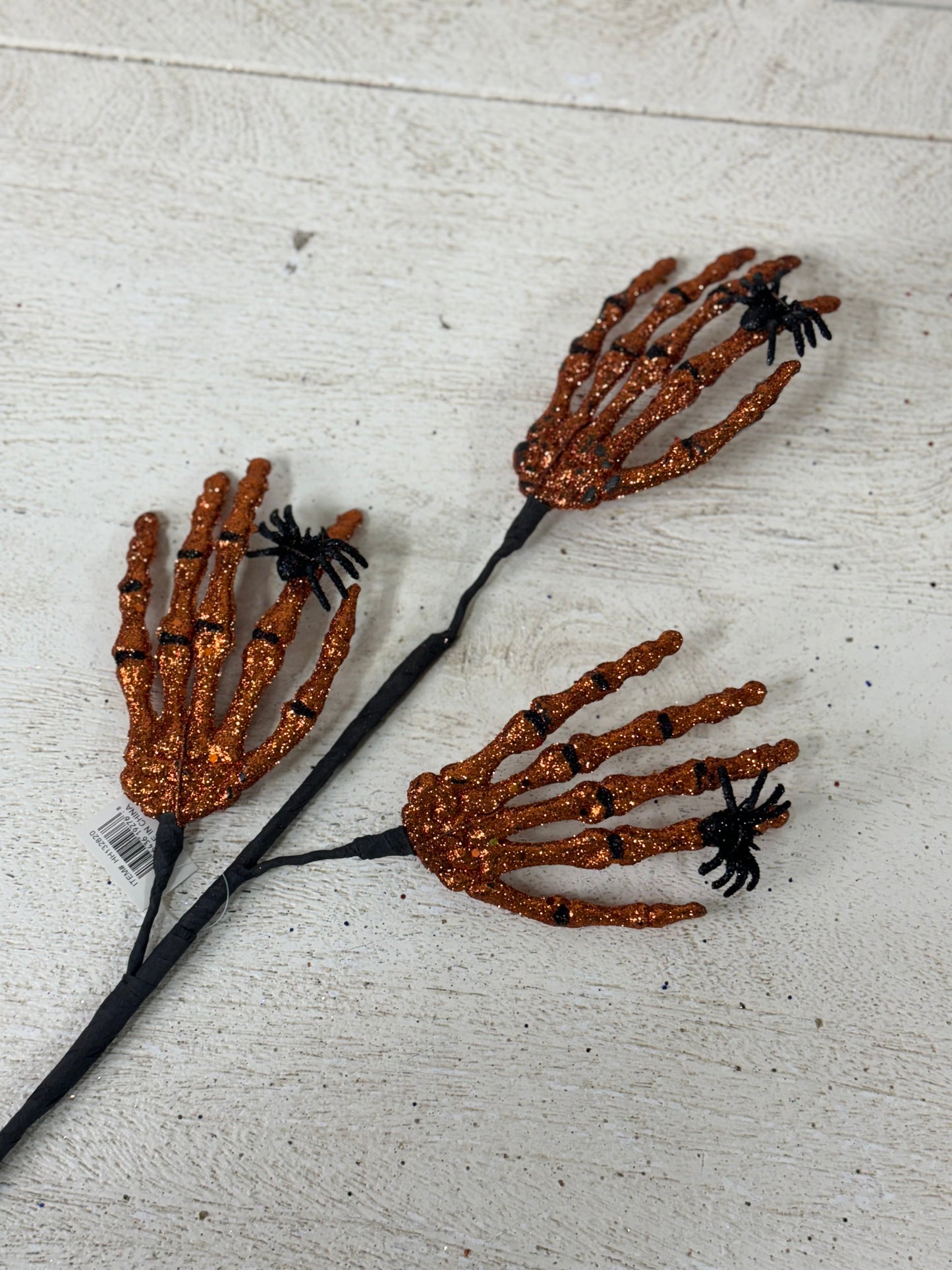 24 Inch Orange And Black Skeleton Hand Spray