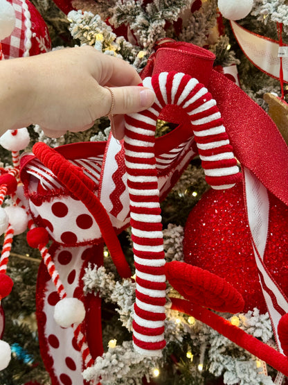 9.25 Inch Red And White Rope Candy Cane Ornament
