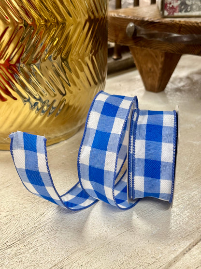 1.5 Inch By 10 Yard Royal Blue Celine Check Plaid Ribbon