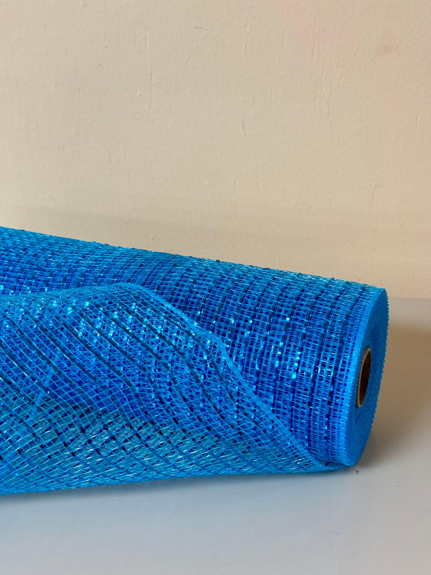 10 Inch By 10 Yard Turquoise Blue Metallic Netting