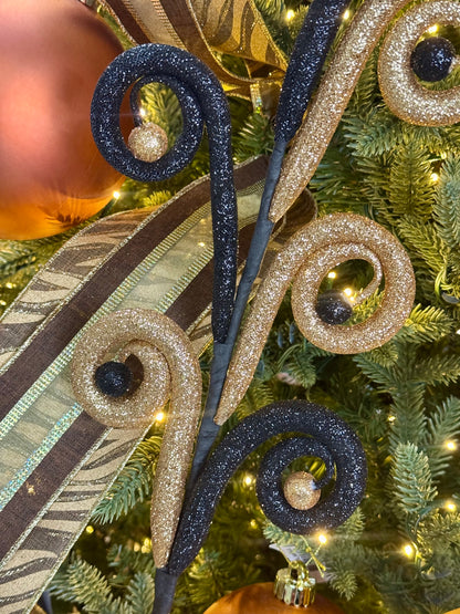 28.5 Inch Black And Gold Glitter Tubing Coil Spray