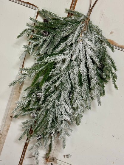 26 Inch Flocked Norfolk With Pinecones Teardrop