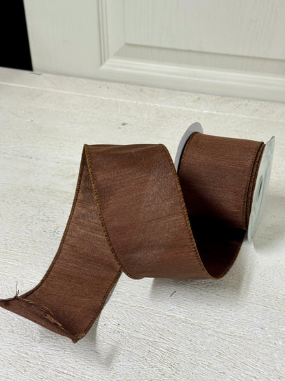 2.5 Inch By 10 Yard Chocolate Dupioni Ribbon