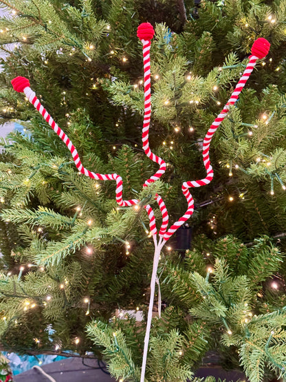 26 Inch Red And White Chenille Curly Spray